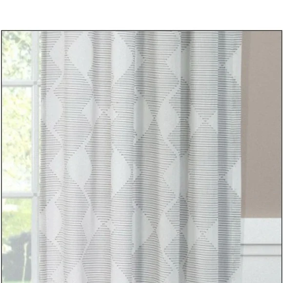 Elegant White Geometric Curtains - Picture 3 of 5